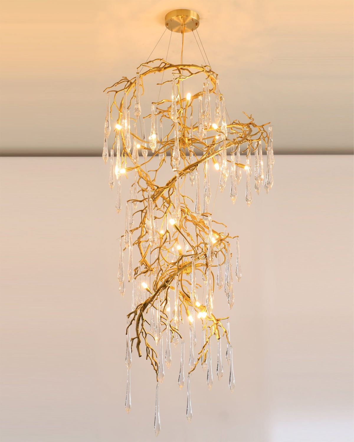 Spiral Branch Crystal Chandelier