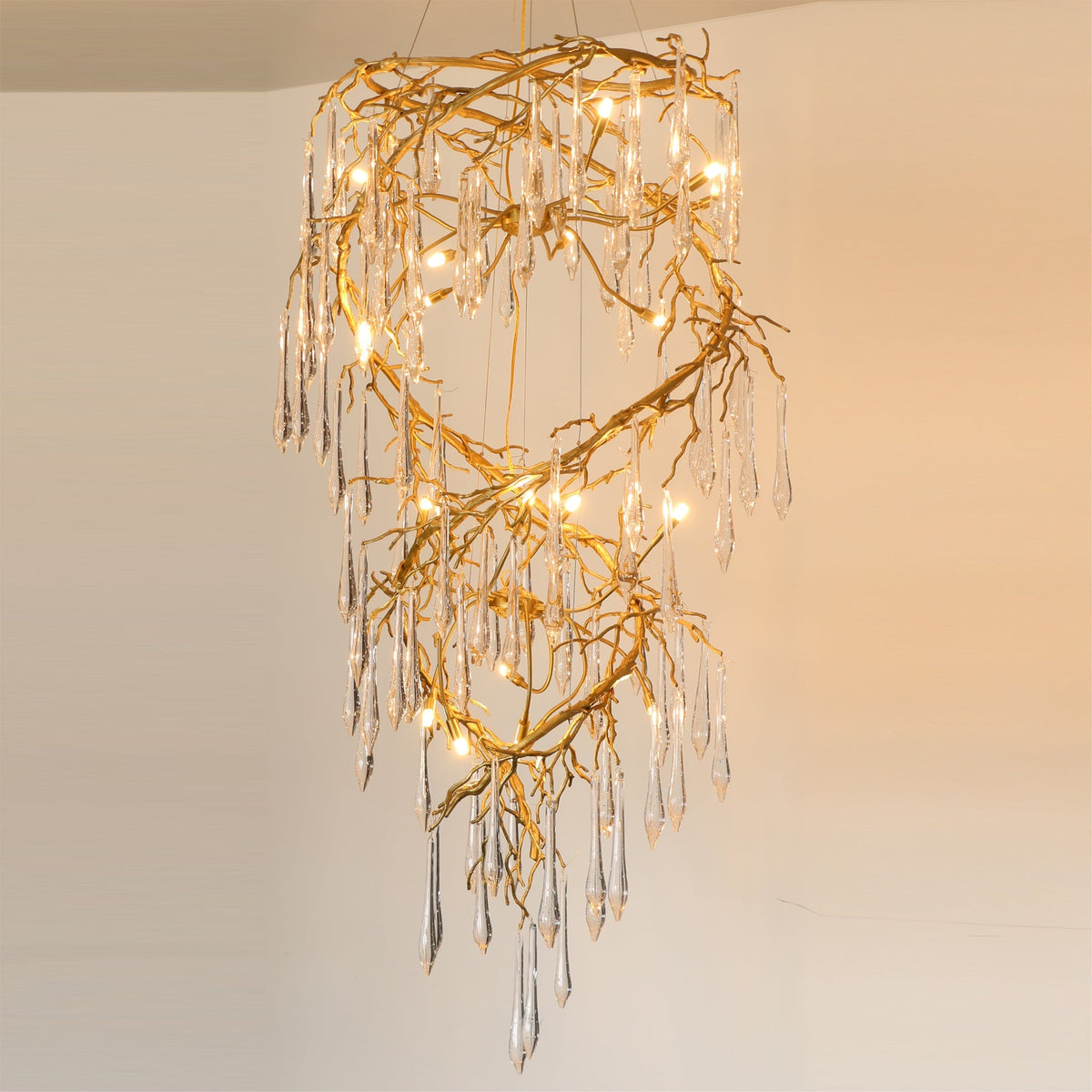 Spiral Branch Crystal Chandelier