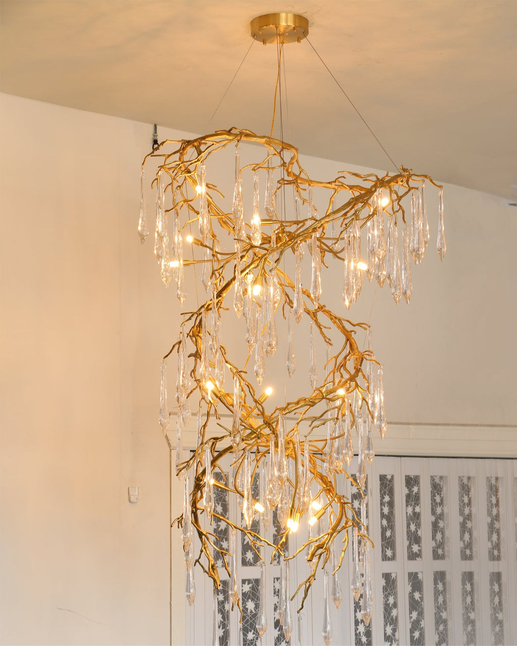 Spiral Branch Crystal Chandelier