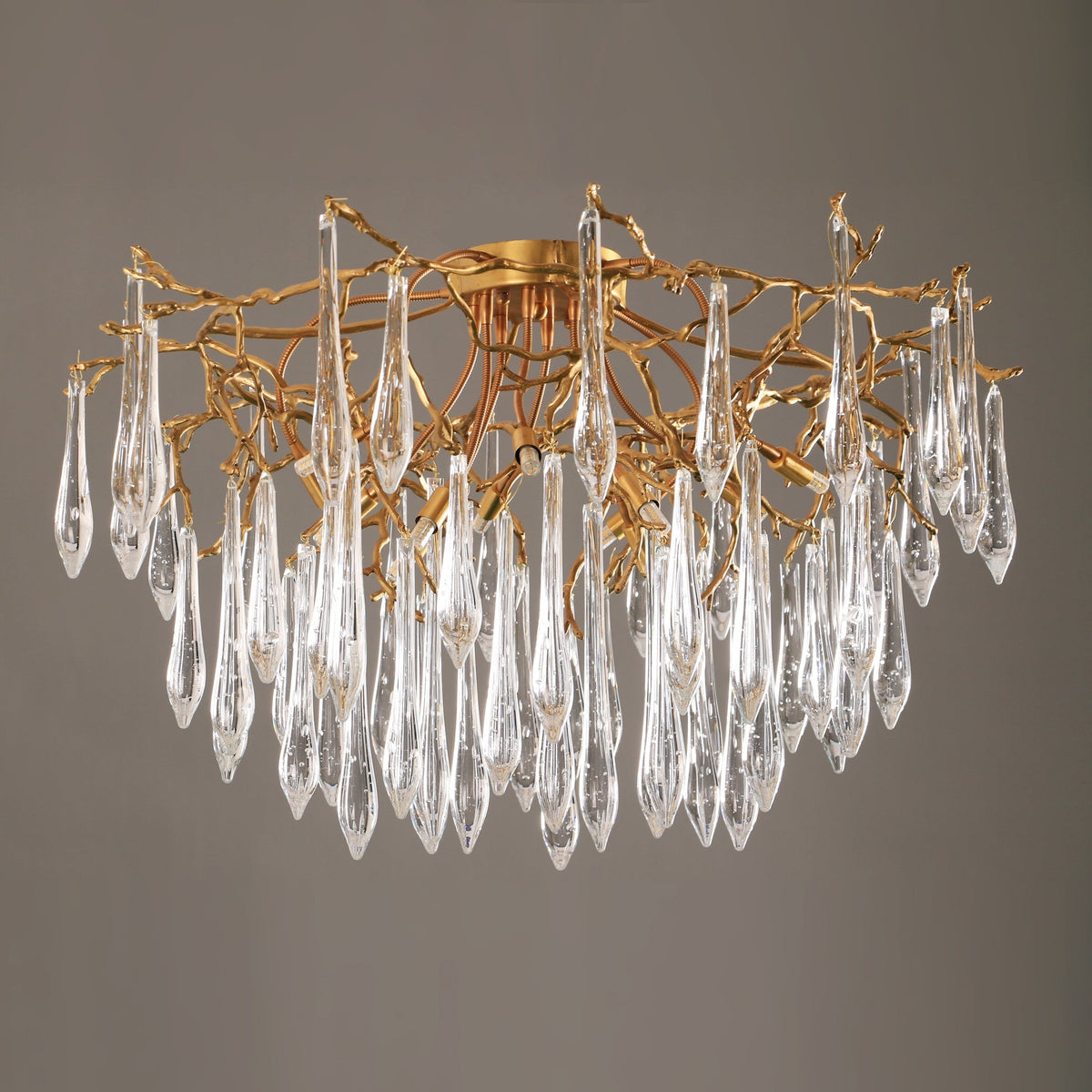 Teardrop Branch Brass Round Flushmount