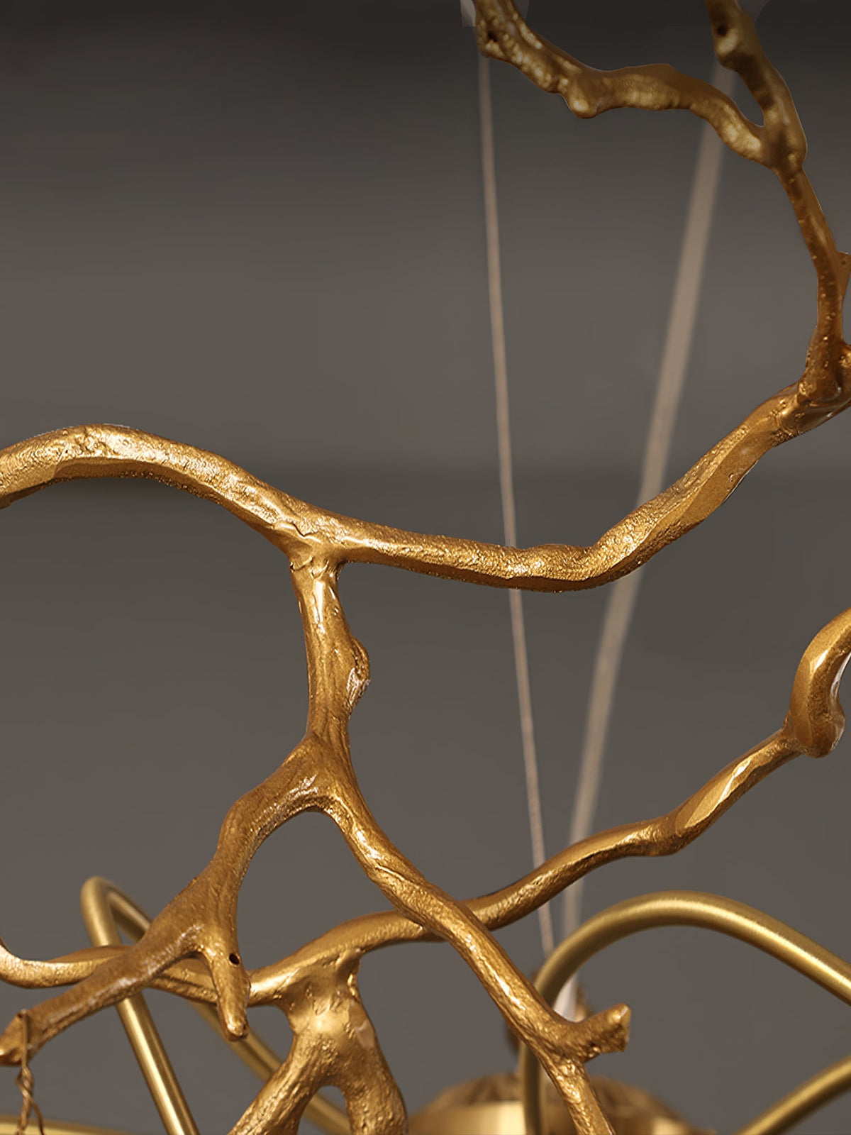 Teardrop Branch Brass Round Flushmount