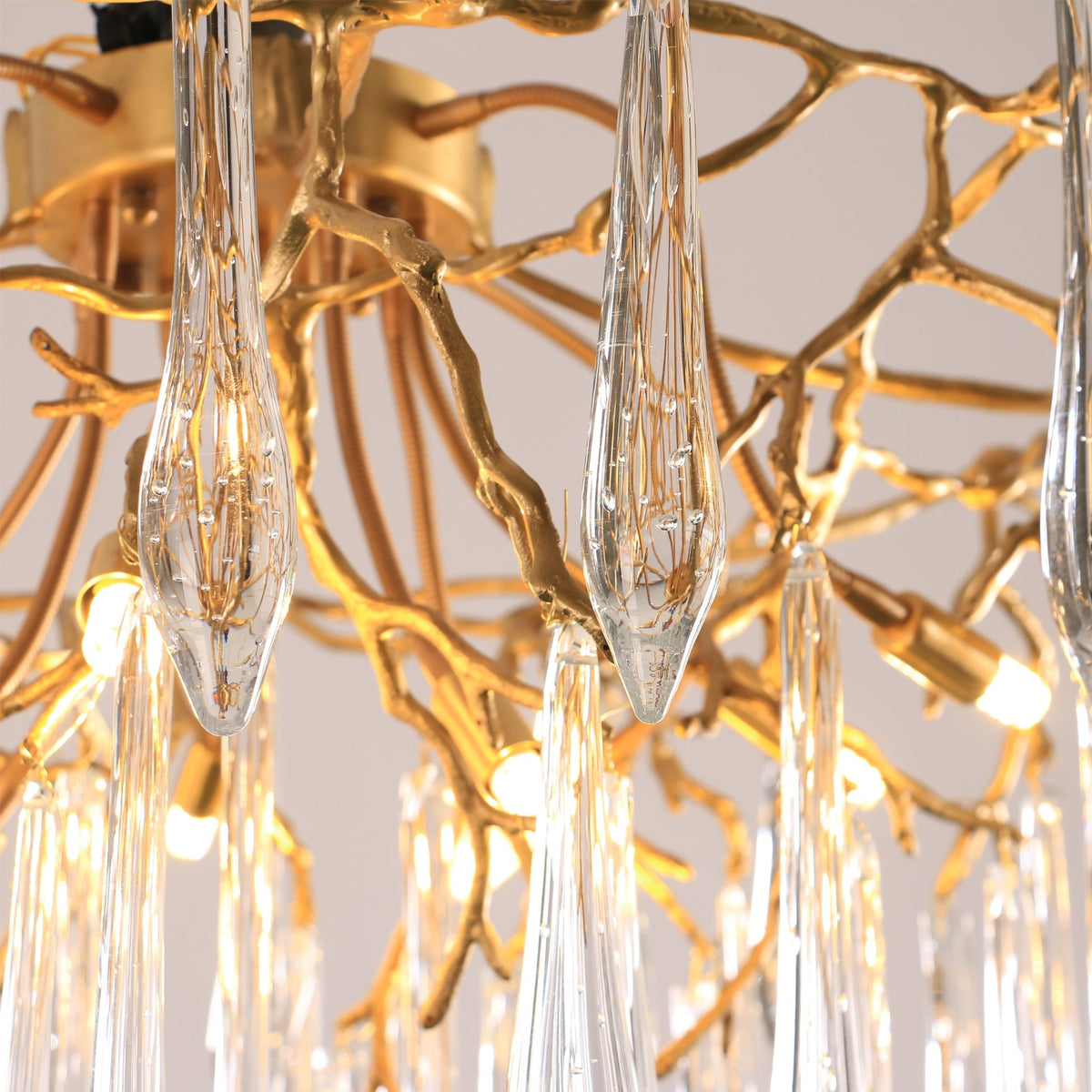 Teardrop Branch Brass Round Flushmount