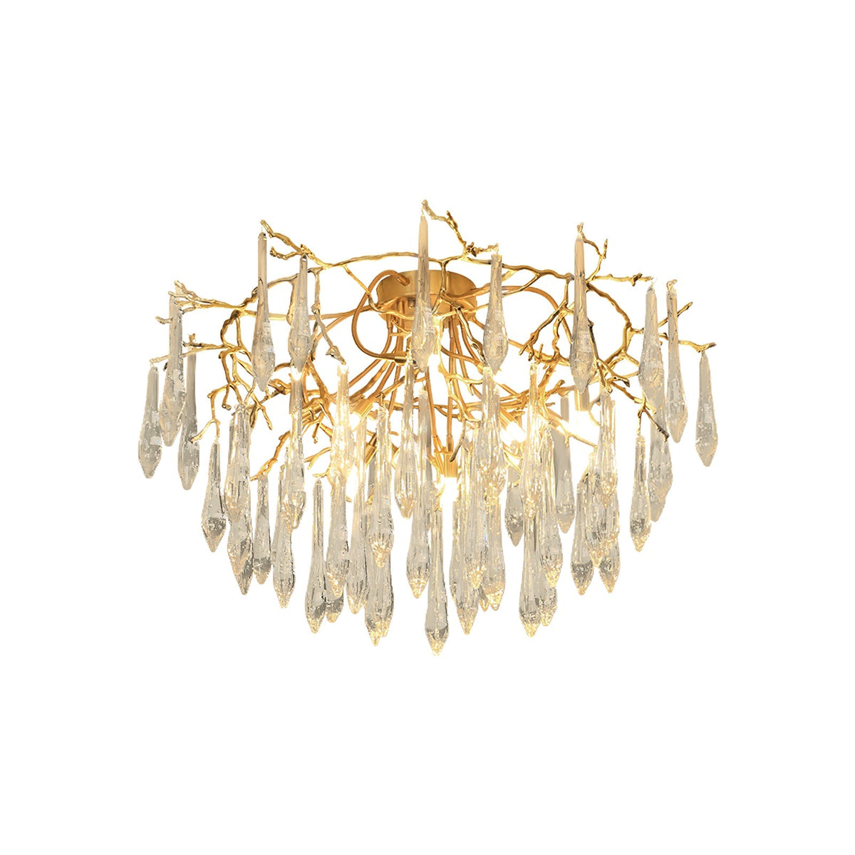 Teardrop Branch Brass Round Flushmount