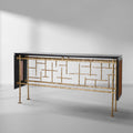 Thaddies Metal Frame Rattan Console Table-Vancei