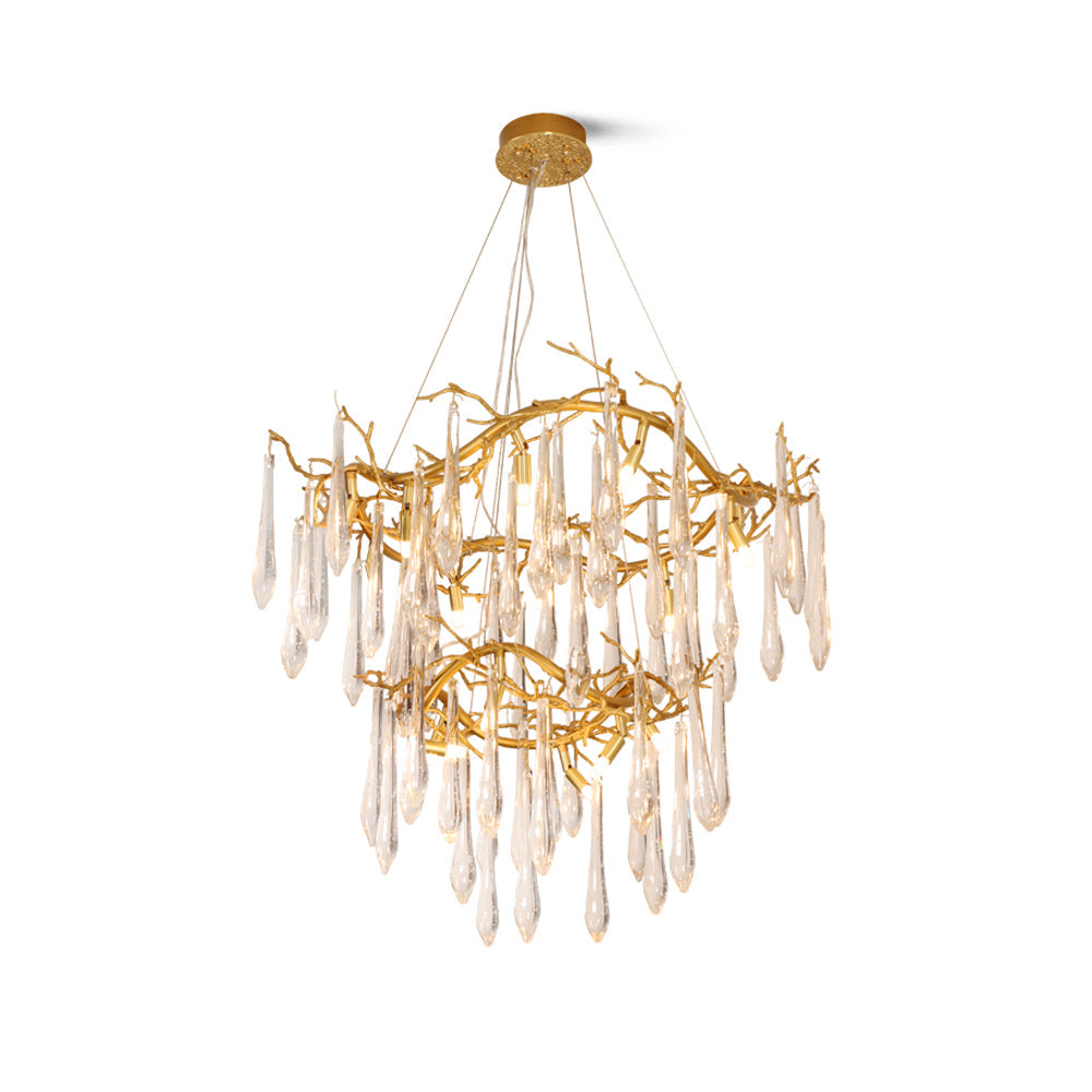 Waterfall Branch Brass Chandelier