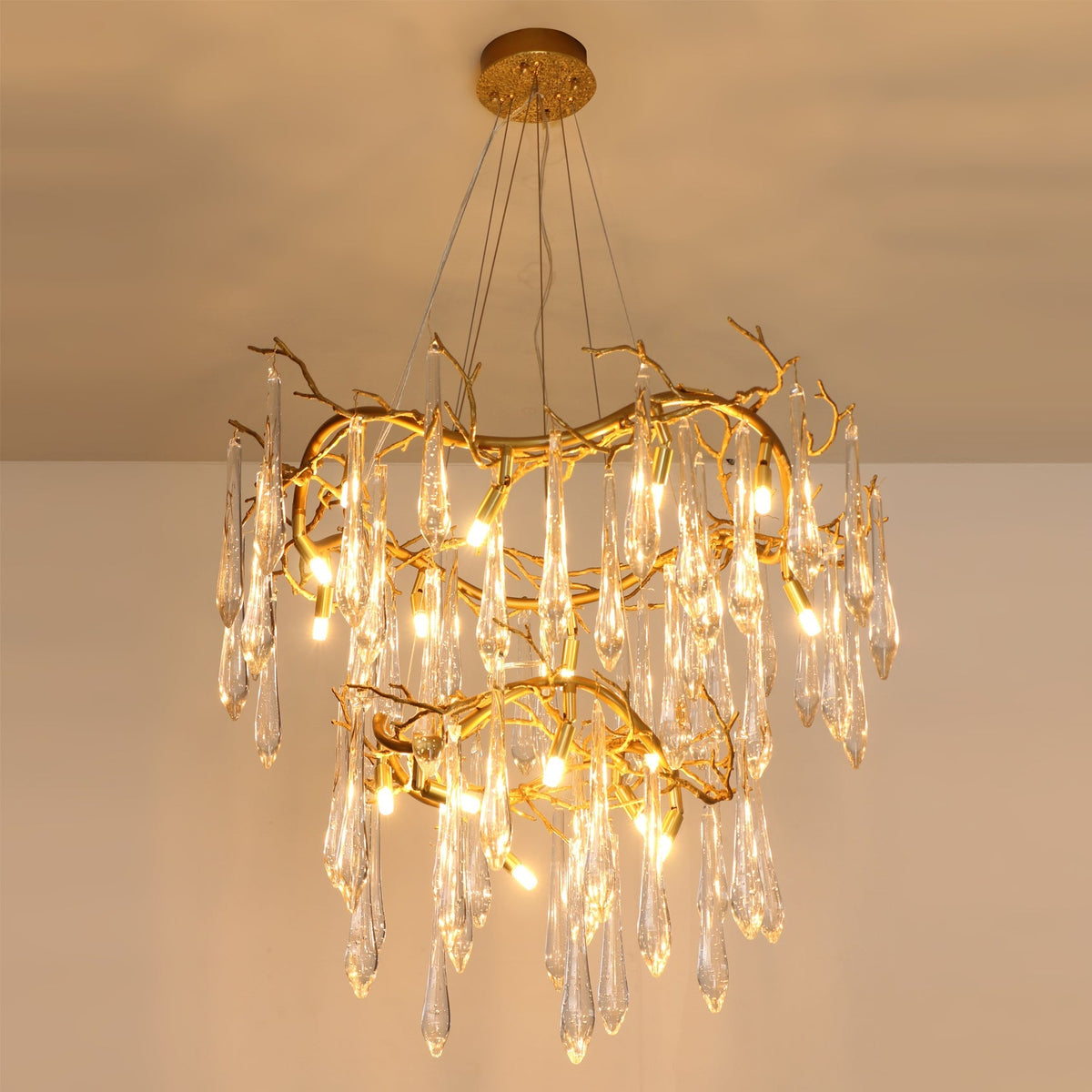 Waterfall Branch Brass Chandelier