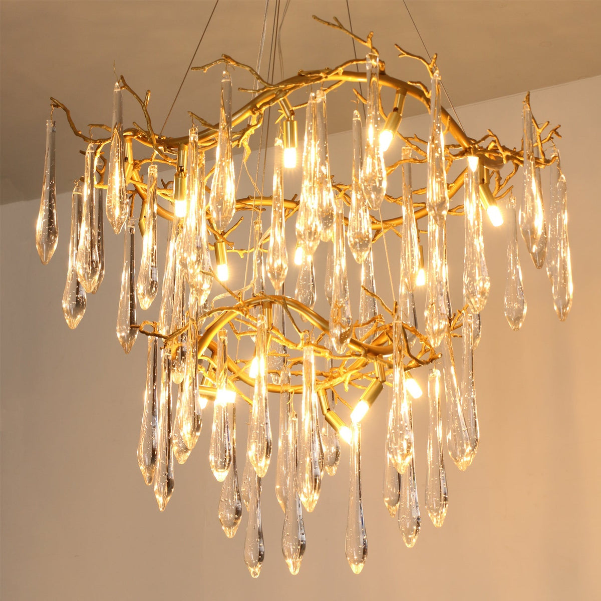 Waterfall Branch Brass Chandelier