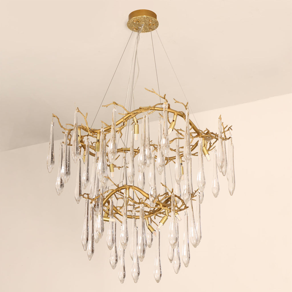 Waterfall Branch Brass Chandelier