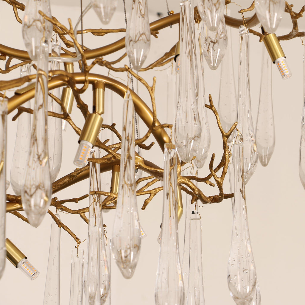 Waterfall Branch Brass Chandelier