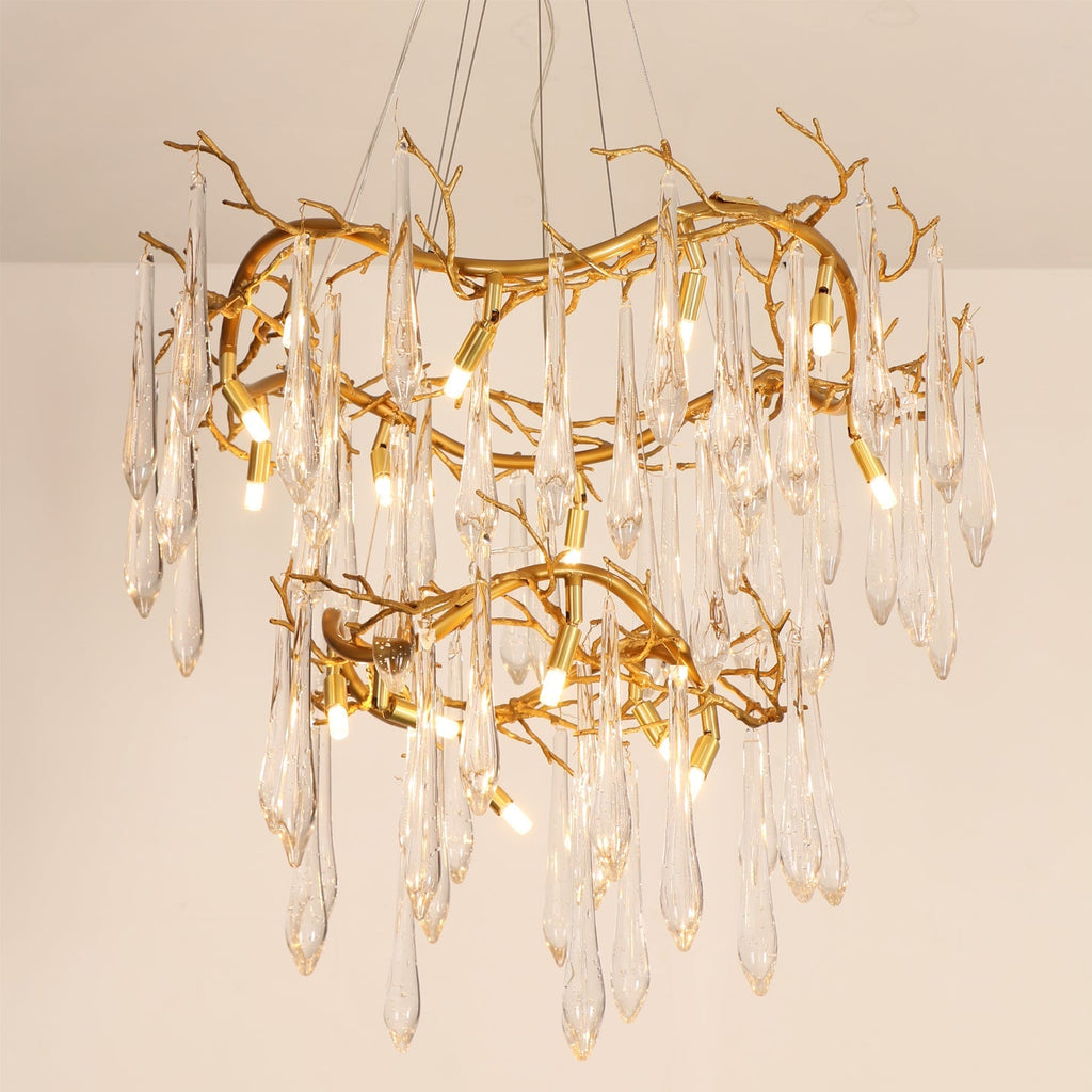 Waterfall Branch Brass Chandelier