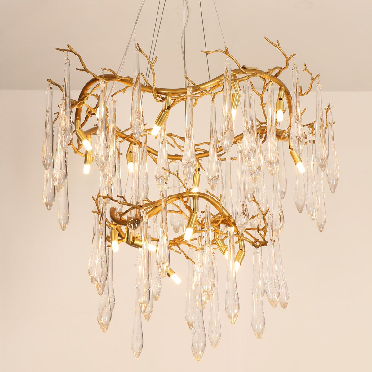 Waterfall Branch Brass Chandelier