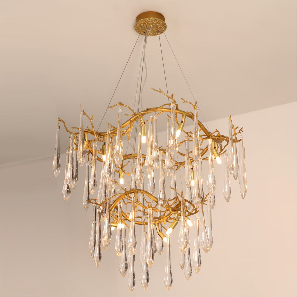 Waterfall Branch Brass Chandelier