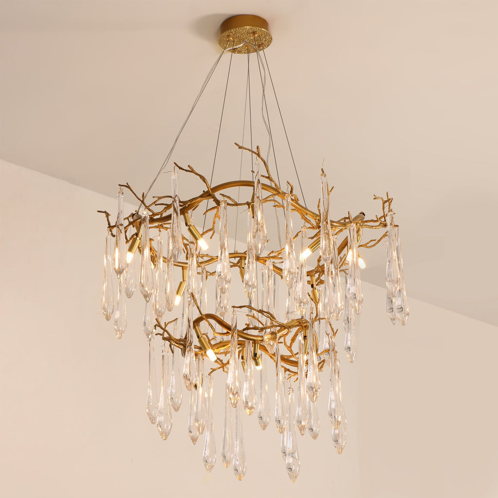 Waterfall Branch Brass Chandelier