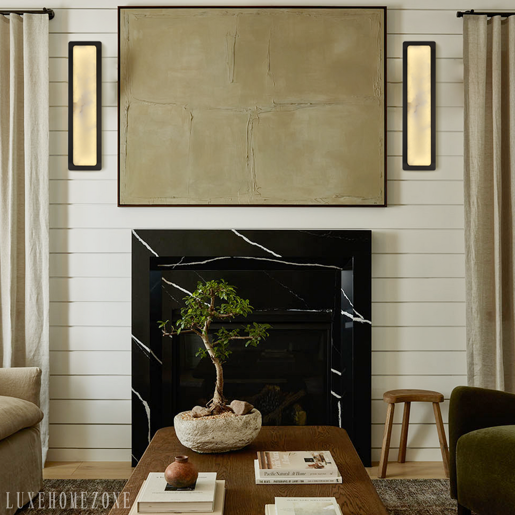 Melange Alabaster Rectangle Wall Sconces 20" - Oasislives