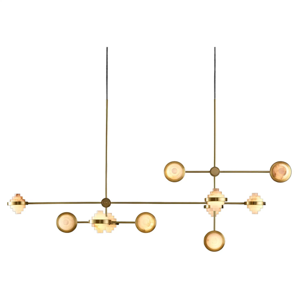 IRLS Complex Array Alabaster & Brass Chandelier