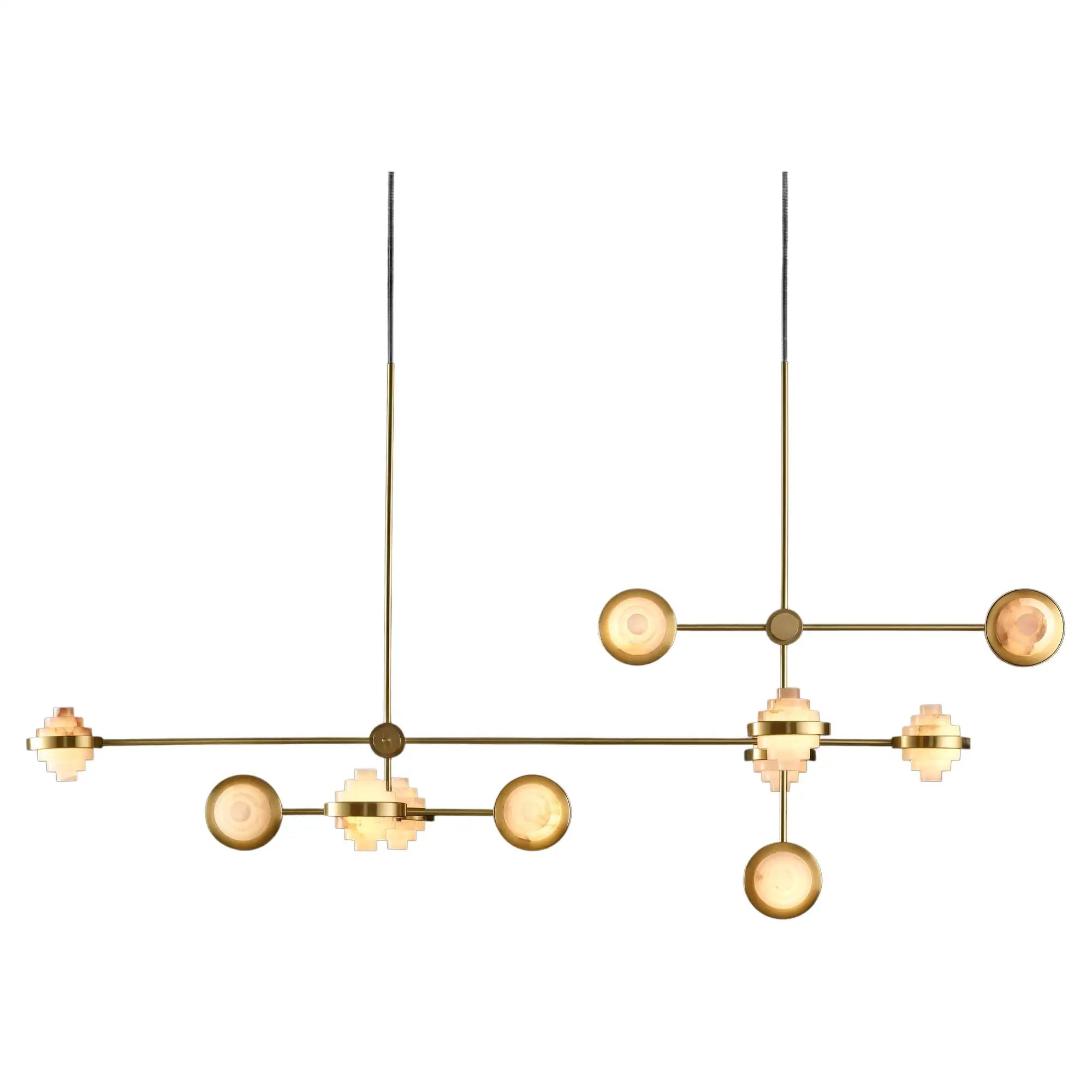 IRLS Complex Array Alabaster & Brass Chandelier