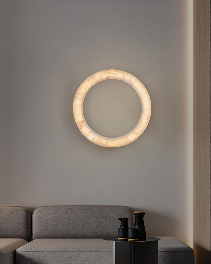 Round Circle Alabaster Marble Wall Light Fixture Mirror Sconce 30"40" - Oasislives